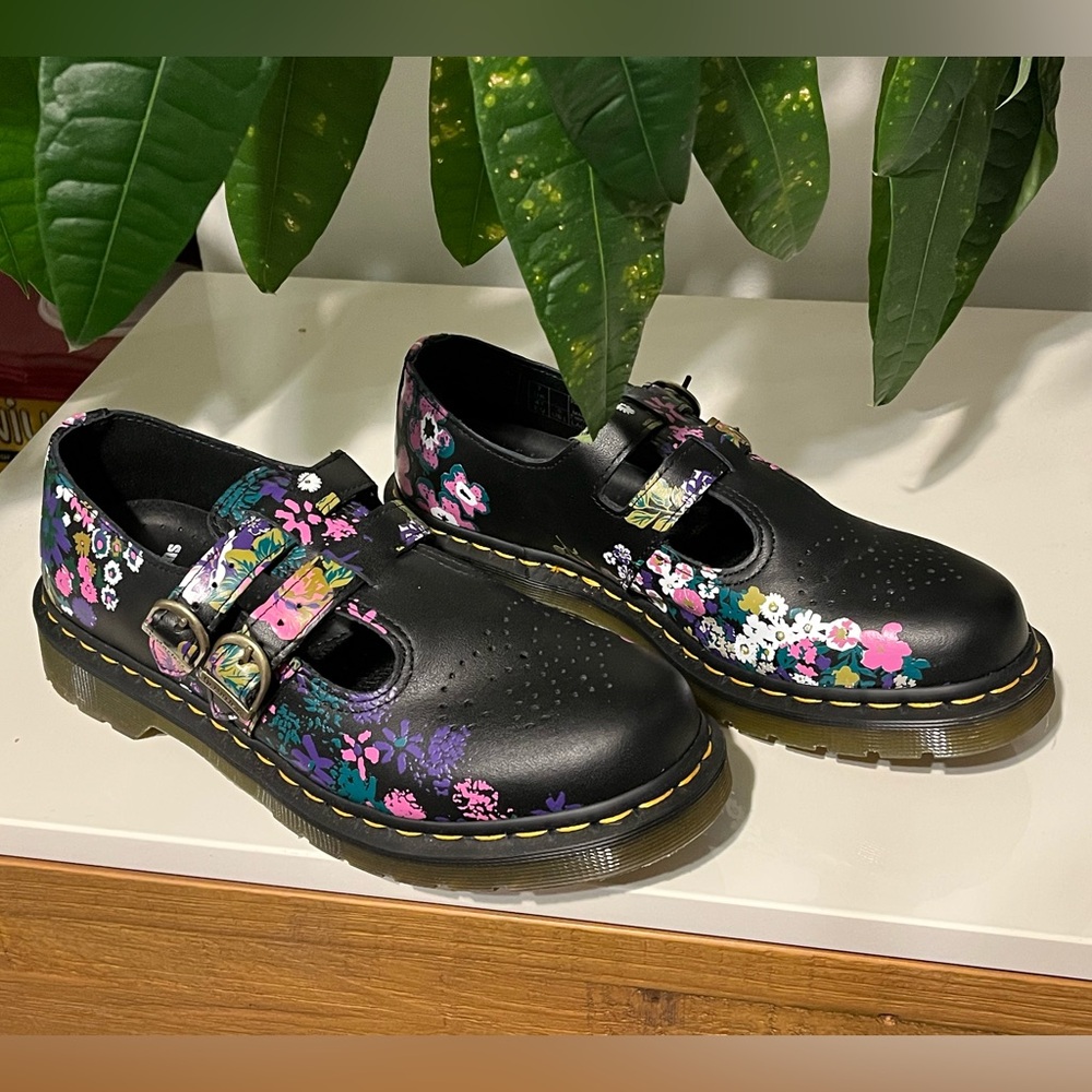 Doc Martens Black Floral Loafer 9